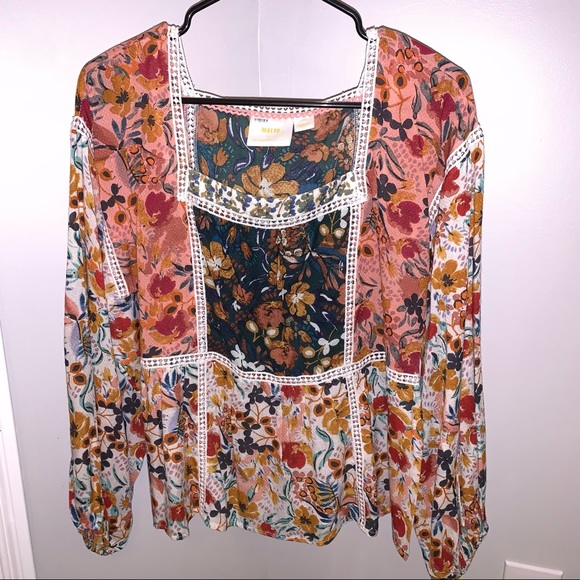 🌸Host Pick 🌸Maeve Floral Long Sleeve Top from Anthropologie Size Medium - Picture 3 of 6
